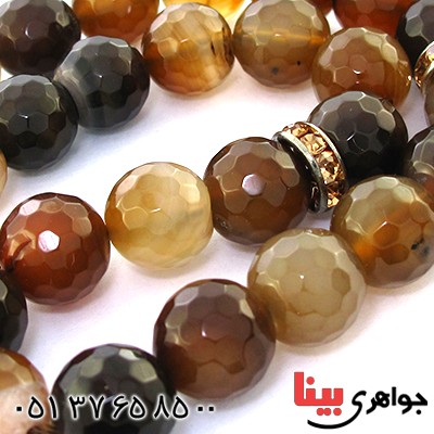 تسبیح کوارتز دودی عالی 33 دانه ای تراش دار درشت فاخر