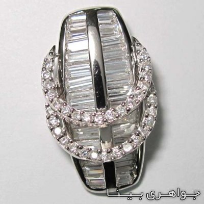گردنبند نقره دو حلقه آب طلا سفید