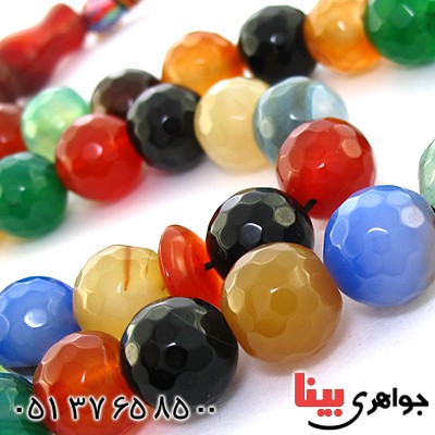 تسبیح چند جواهر عقیق و جید عالی 33 دانه ای درشت آرامش تراش دار