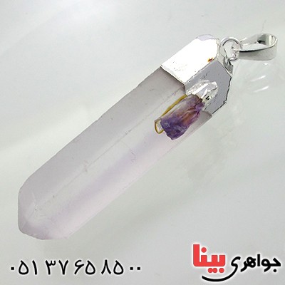 گردنبند چند جواهر شمش کوارتز با بچه آمتیست مخصوص سنگ درمانی