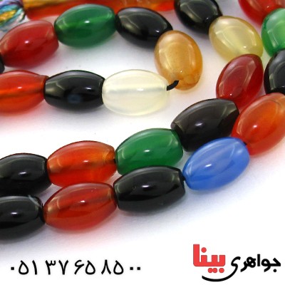 تسبیح عقیق رنگی عالی دانه هلی 33 دانه ای درشت