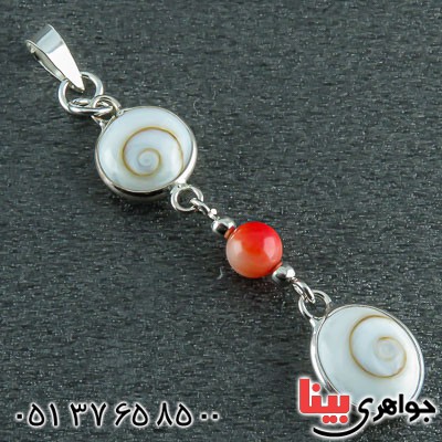 گردنبند چند جواهر صدف (مهره مار) و مرجان زنانه مدل فانتزی