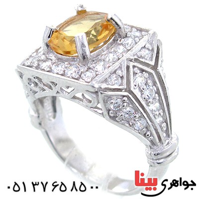 انگشتر سیترین خوشرنگ زنانه رادیوم لوکس مدل تاج