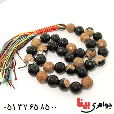 تسبیح چند جواهر 33 دانه ای عقیق و کوارتز و جید درجه یک با رنگ بندی خاص _کد:9135