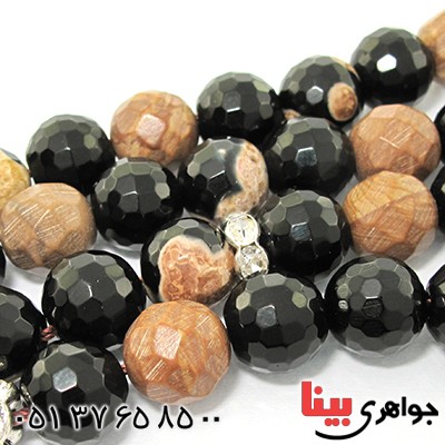 تسبیح چند جواهر 33 دانه ای عقیق و کوارتز و جید درجه یک با رنگ بندی خاص