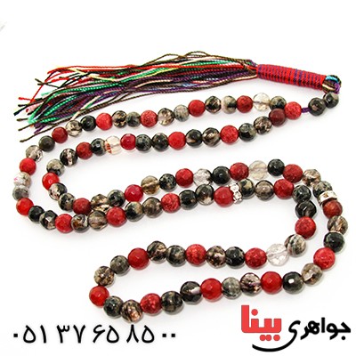 تسبیح چند جواهر 101 دانه ای عقیق و کوارتز و جید درجه یک با رنگ بندی خاص _کد:9136