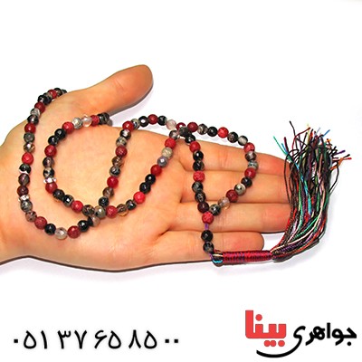 تسبیح چند جواهر 101 دانه ای عقیق و کوارتز و جید درجه یک با رنگ بندی خاص _کد:9136
