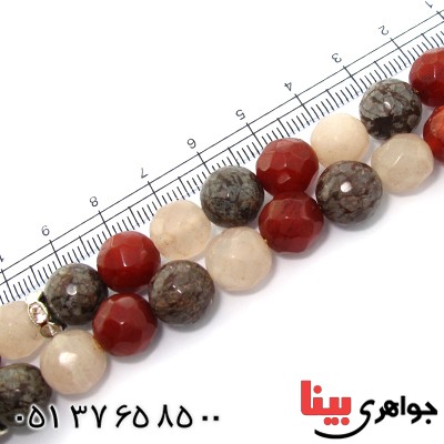 تسبیح چند جواهر 33 دانه ای عقیق و کوارتز و جید درجه یک با رنگ بندی خاص _کد:9139