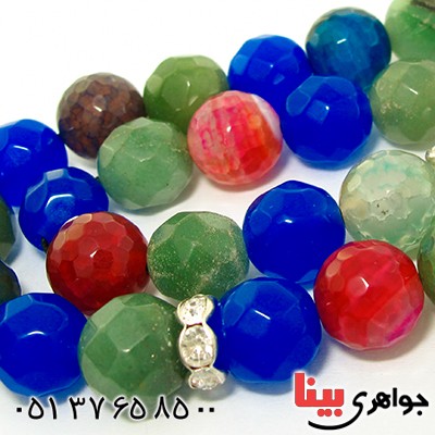 تسبیح چند جواهر ۳۳ دانه ای عقیق و کوارتز و جید درجه یک با رنگ بندی خاص _کد:9141