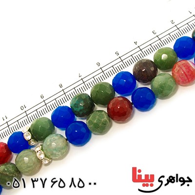 تسبیح چند جواهر ۳۳ دانه ای عقیق و کوارتز و جید درجه یک با رنگ بندی خاص _کد:9141