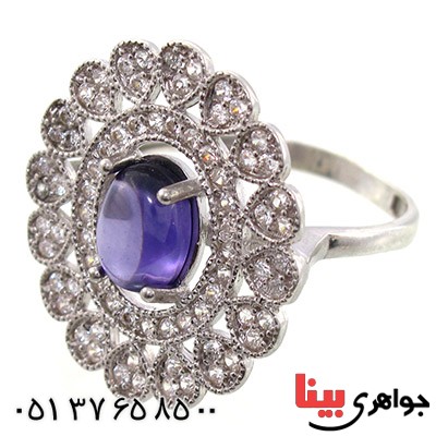 انگشتر آمتیست زنانه مدل شمسه