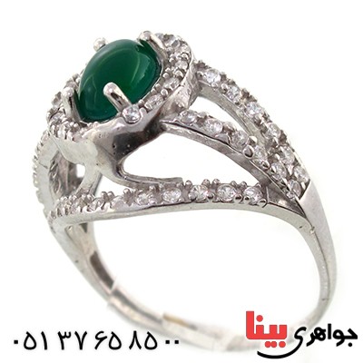 انگشتر عقیق سبز زنانه مدل سارا
