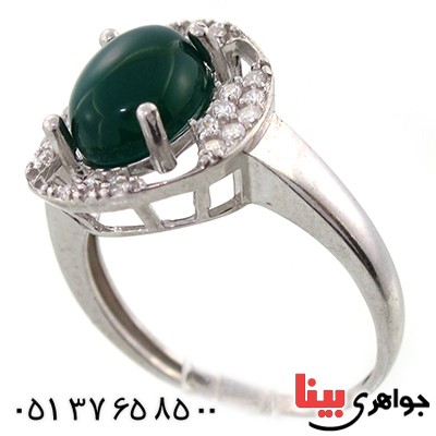 انگشتر عقیق سبز زنانه مدل مینو
