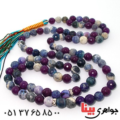 تسبیح چند جواهر 101 دانه ای درشت عقیق، کوارتز و جید درجه یک با رنگ بندی خاص _کد:9165