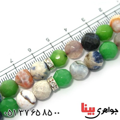 تسبیح چند جواهر 101 دانه ای درشت عقیق، کوارتز و جید درجه یک با رنگ بندی خاص _کد:9166