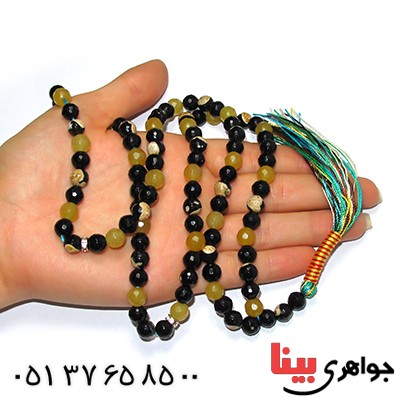 تسبیح چند جواهر 101 دانه ای درشت عقیق، کوارتز و جید درجه یک با رنگ بندی خاص _کد:9172