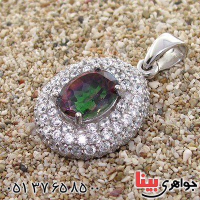 گردنبند توپاز هفت رنگ دور جواهری زنانه سلطنتی رادیوم لوکس _کد:9179