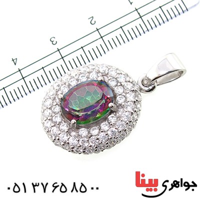 گردنبند توپاز هفت رنگ دور جواهری زنانه سلطنتی رادیوم لوکس _کد:9179