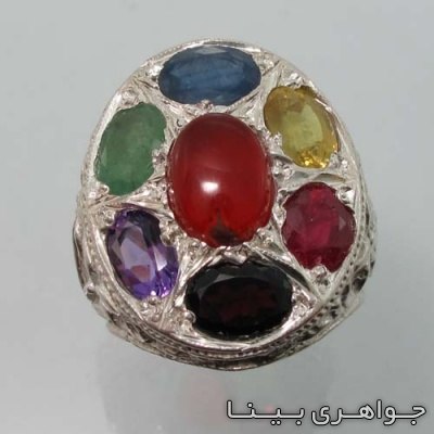 انگشتر چند جواهر دایره ای