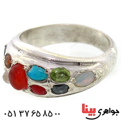 انگشتر چند جواهر یازده نگین درشت حرزدار