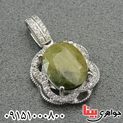 گردنبند یاقوت زرد درشت و سنگین زنانه رودیوم لوکس مدل لیلا _کد:9226
