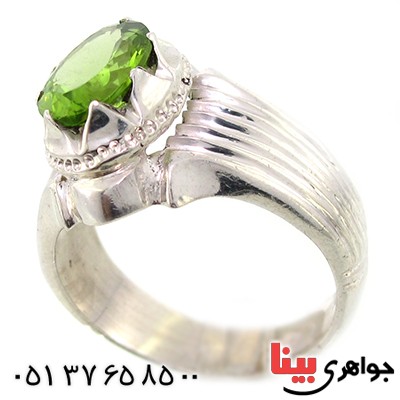 انگشتر زبرجد شفاف مردانه شیار دار