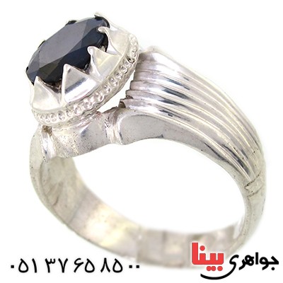 انگشتر یاقوت کبود مردانه شیار دار