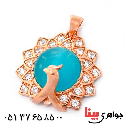 گردنبند چشم گربه زنانه مدل طاووس