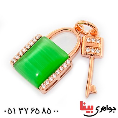 گردنبند چشم گربه زنانه مدل قفل و کلید
