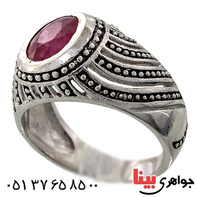 انگشتر یاقوت سرخ زلال مردانه رادیوم لوکس مدل افشان