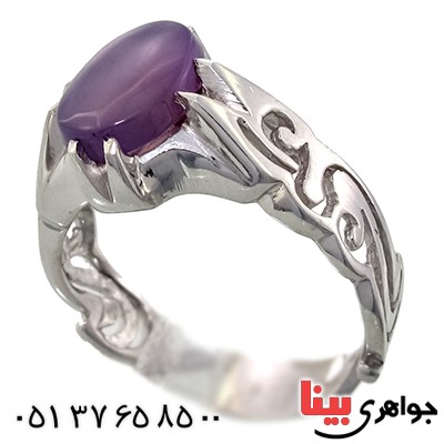انگشتر عقیق یمنی کبود مردانه طرح یا علی (ع) رادیوم لوکس