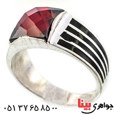 انگشتر نگین قرمز کریستالی مردانه