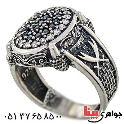 انگشتر اونیکس مردانه میکروستینگ مدل ذوالفقار