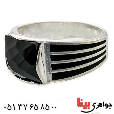 انگشتر نگین مشکی کریستالی مردانه _کد:9285