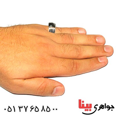 انگشتر نگین مشکی کریستالی مردانه _کد:9285