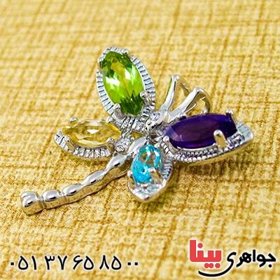 گردنبند چند جواهر زنانه مانی ایتالیایی مدل سنجاقک