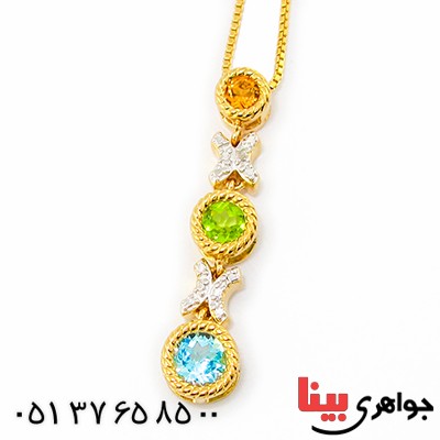 گردنبند چند جواهر زنانه مانی ایتالیایی مدل زیبانا
