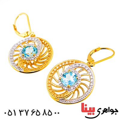 گوشواره توپاز و الماس زنانه مانی ایتالیایی مدل کهکشان