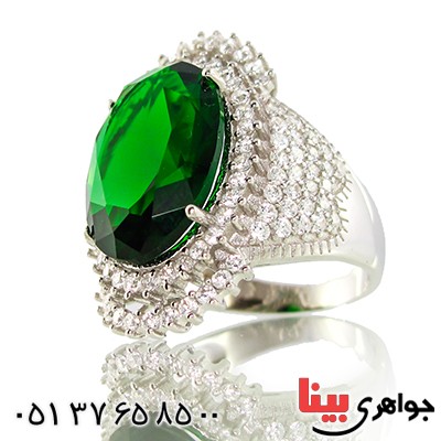 انگشتر سوارسکی عالی زنانه درشت طرح زمرد _کد:9308
