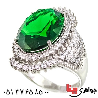 انگشتر سوارسکی عالی زنانه درشت طرح زمرد