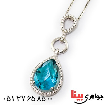 گردنبند سوارسکی عالی زنانه طرح توپاز اشکی