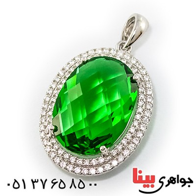 گردنبند سوارسکی عالی زنانه درشت طرح زمرد