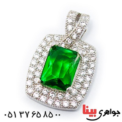 گردنبند سوارسکی عالی زنانه طرح زمرد