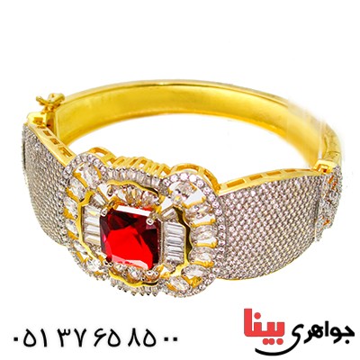 دستبند سوارسکی یاقوتی زنانه درشت مدل جواهرات ملی