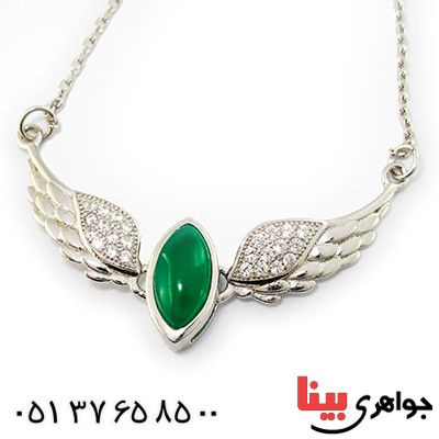 سینه ریز عقیق سبز زنانه مدل فانتزی