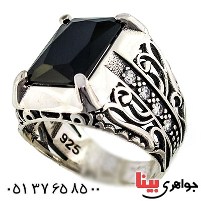 انگشتر عقیق سیاه (اونیکس) مردانه درشت مدل جوان