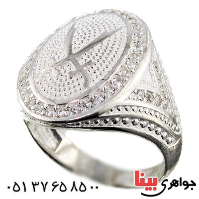 انگشتر نگین سوئیسی مردانه درشت طرح ذوالفقار