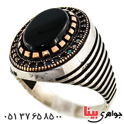 انگشتر عقیق سیاه (اونیکس) مردانه مدل بهتاش