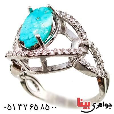 انگشتر فیروزه نیشابوری زنانه درشت مدل ویرا