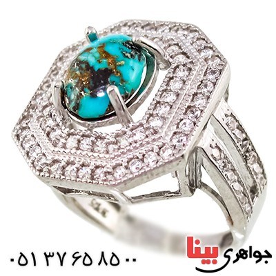 انگشتر فیروزه نیشابوری زنانه درشت سلطنتی مدل نیلا